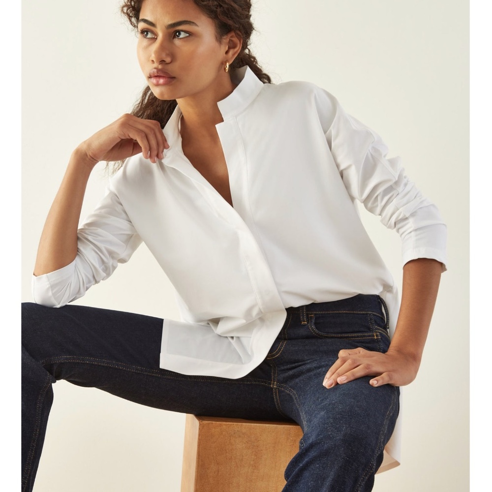 Aday Something Borrowed Top White Technical Silk … - image 1